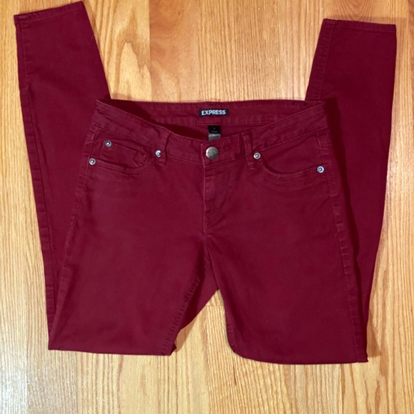 Express Dark Red Skinny Jeans - Size 6
